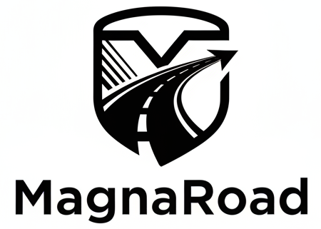 Create a unique black color logo for MagnaRoad